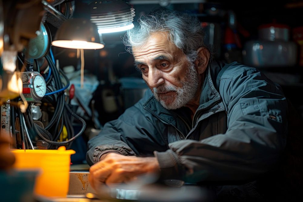 homem na terceira idade olhando para fios